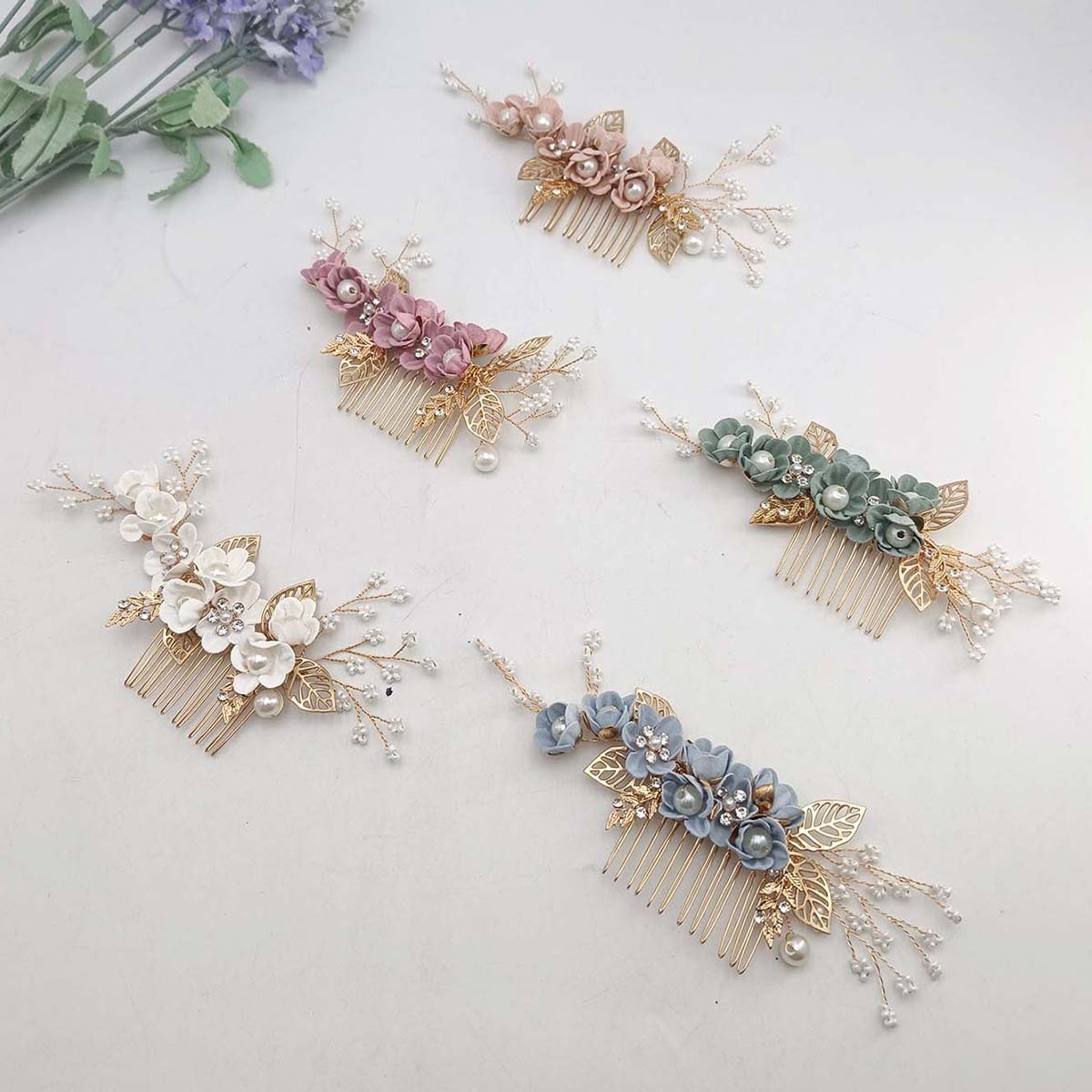 Hanbok Hair Pin - クリスタルパールヘアコームクリップピン合金リーフヘアコーム手作りヘッドバンド女性用花嫁ウェディングヘアアクセサリージュエリー