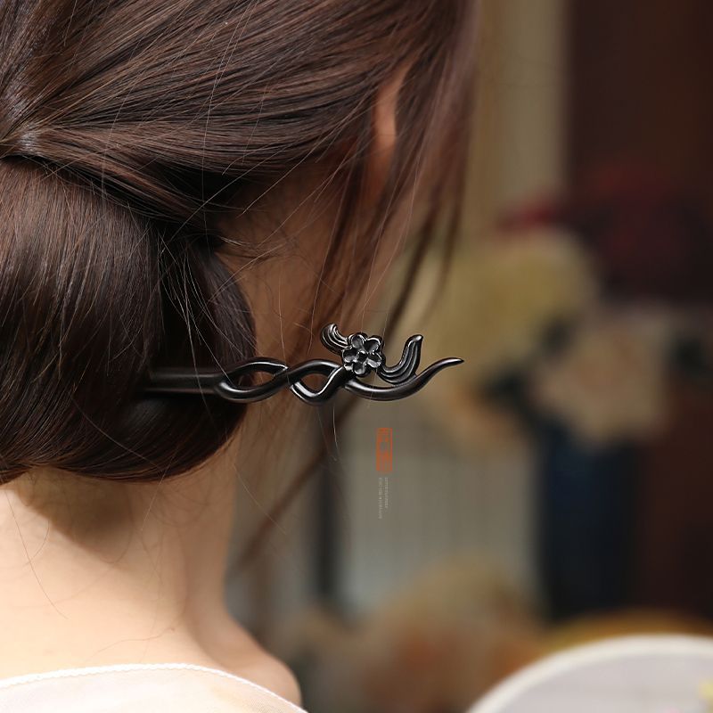中国風のヘアスティックミニマリスト白檀彫刻花ヘアピンフォーク - Hanbok Hair Pin のレビューと価格