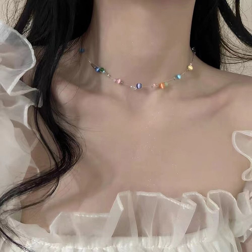トレンディな合金韓国風ネックレス樹脂美学Y2kネックレスカラ - Korean Girls Lifestyle のレビューと価格
