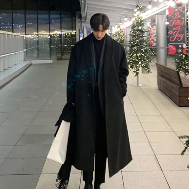 韓国風メンズルーズカジュアルシングルブレストオーバーコートク - Korean Girls Lifestyle のレビューと価格