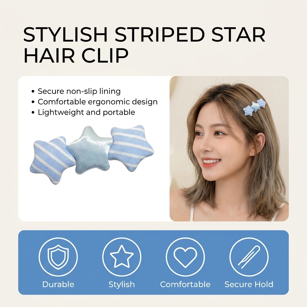 かわいい星型のヘアクリップ女性のための韓国スタイル生地五芒星 - Korean Girls Lifestyle のレビューと価格