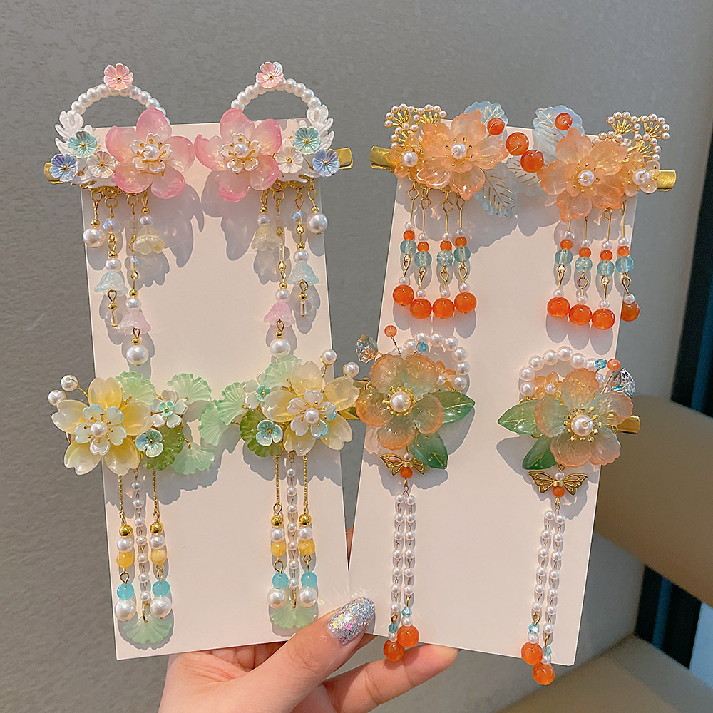 1 ペア美しい漢服手作りフラワーヘアアクセサリーヘアクリップ - Hanbok Hair Pin のレビューと価格