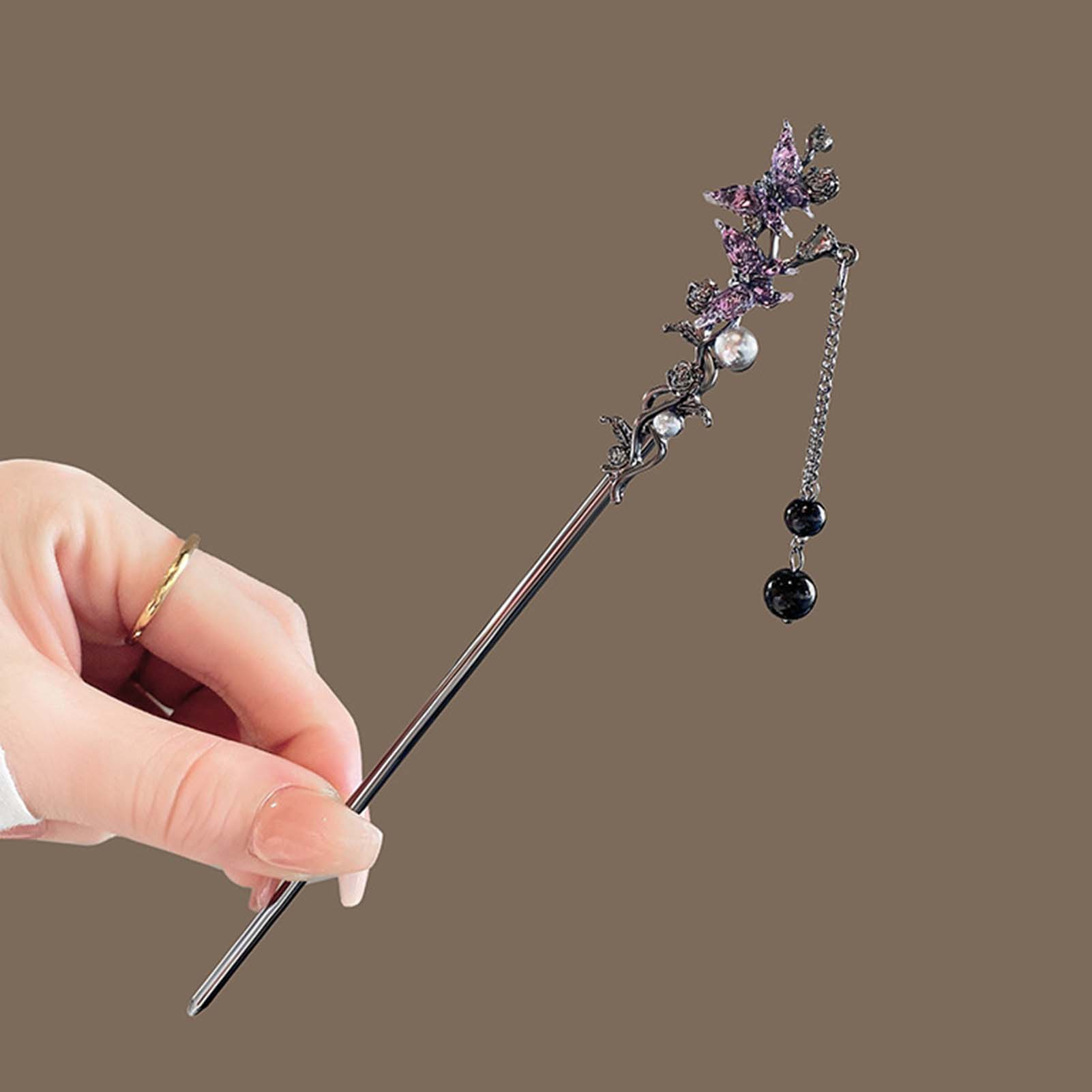 中国風のヘアスティック黒金属ヘアピンクラシックフラワーフリン - Hanbok Hair Pin のレビューと価格