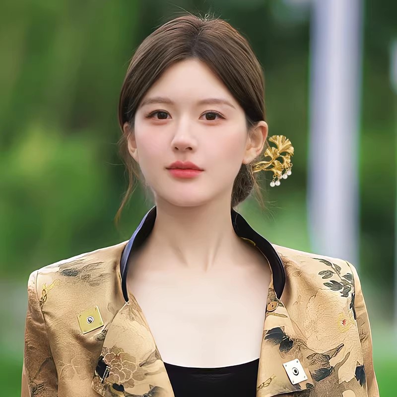 1PC エレガントな黄金のイチョウの葉ヘアスティック新中国古 - Hanbok Hair Pin のレビューと価格