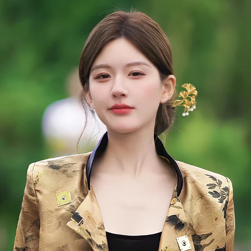 1PC エレガントな黄金のイチョウの葉ヘアスティック新中国古 - Hanbok Hair Pin のレビューと価格