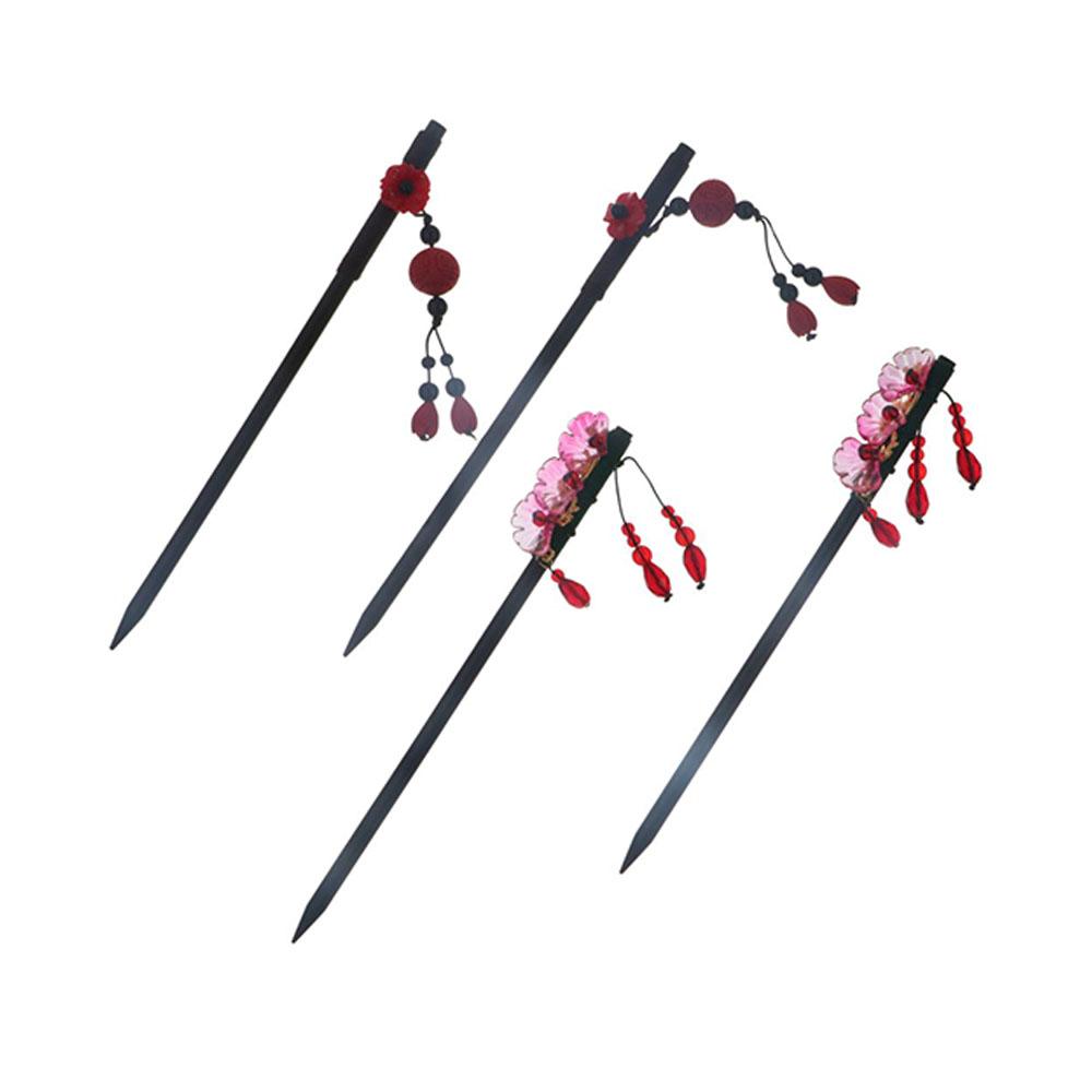 古典的な花木製ヘアスティック赤新年漢服ヘアピン漢服帽子中国風 - Hanbok Hair Pin のレビューと価格