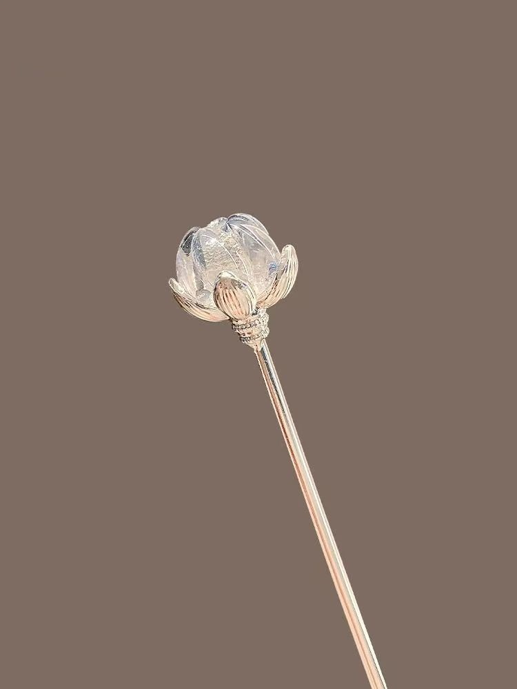 女性用クリスタルロータスヘアピン、古代風、新中国風、シンプル - Hanbok Hair Pin のレビューと価格