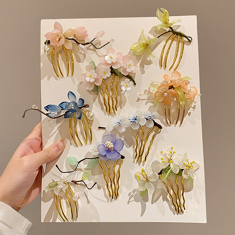 1Pc 古典的なヘアコーム中国風ヘアスティック U 字型花チ - Hanbok Hair Pin のレビューと価格