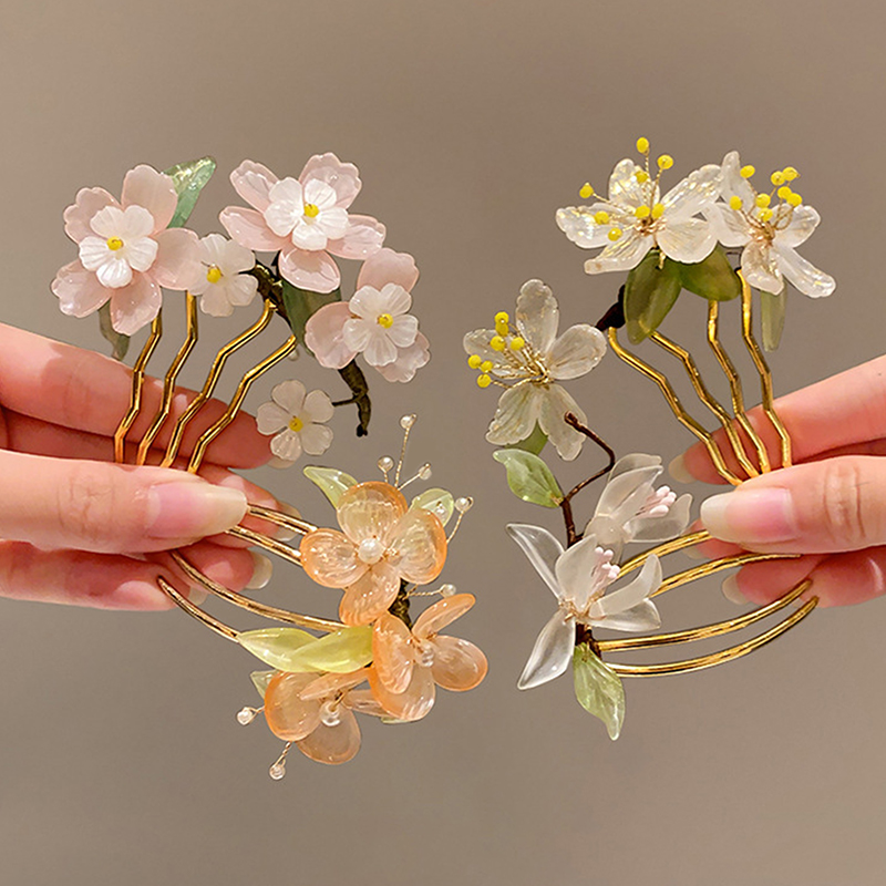 1Pc 古典的なヘアコーム中国風ヘアスティック U 字型花チ - Hanbok Hair Pin のレビューと価格