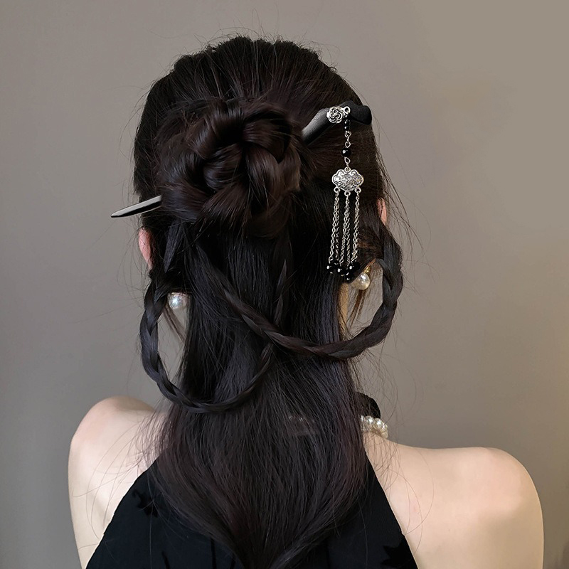 1pc 中国古代スタイル水墨画木製ヘアピンハイエンドタッセル - Hanbok Hair Pin のレビューと価格