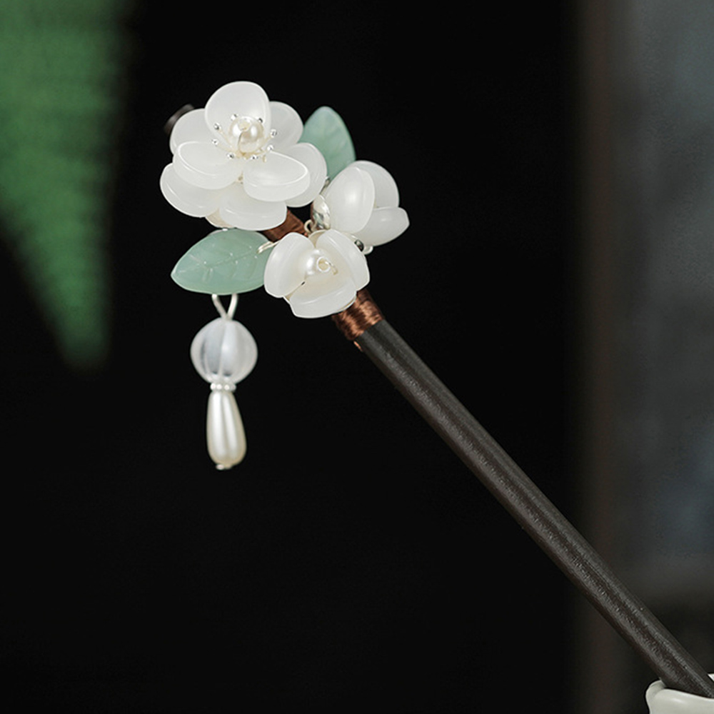 レトロな花のヘアピンパール白檀 Tassek ヘアスティック - Hanbok Hair Pin のレビューと価格